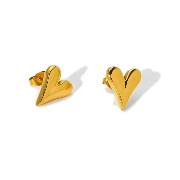 Wholesale PVD Coated Real Gold Plated 18K Gold Heart Shape 304 Stainless Steel Novelty Commute Waterproof Non Tarnish Ear Studs
