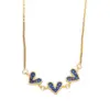 Fashion Color Zircon Heart Shape Stitching Copper Necklace