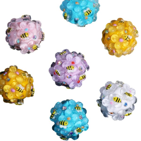 Wholesale Soft Pottery Bees Beads Can Wear Straight Hole Beads Beads DIY Mobile Phone Chain Key Chain Bag Chain Jewelry Accessories