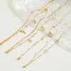 Wholesale Jewelry Casual Cute Beach Shell Fish 304 Stainless Steel Acrylic Imitation Pearl Zircon 18K Gold Plated Plating Inlay Anklet