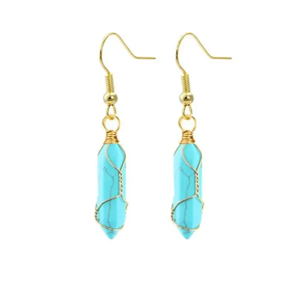 Wholesale 1 Pair Casual Simple Style Geometric Natural Stone Crystal Iron Drop Earrings