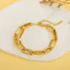Wholesale PVD Coated Real Gold Plated 18K Gold Solid Color Titanium Steel Streetwear Waterproof Non Tarnish Titanium Steel Bracelets