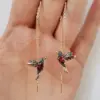 1 Pair Cute Animal Hummingbird Bird Copper Earrings