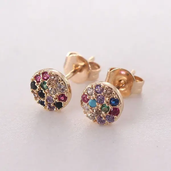 Wholesale 1 Pair Simple Style Round Plating Inlay Copper Zircon Gold Plated Ear Studs