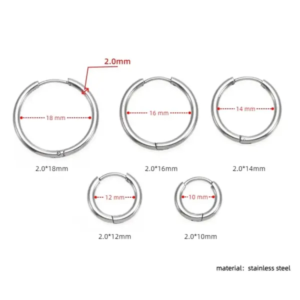 Wholesale Stainless Steel Circle Ear Clip Earrings Vacuum Electroplating DIY All-Match Titanium Steel Men's And Women's Earrings Simple Bracelet Earrings