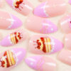 oly-c3cdb1094932ee033eaffc80035da481 Wholesale Wear Armor Pink French Red Cherry Nail Patch White Pearl False Nail Sweet Style Nail Patch