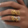 Wholesale Jewelry IG Style Simple Style Geometric Lines 304 Stainless Steel 18K Gold Plated Open Rings