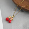 Wholesale Korean Version Hot-Selling Cherry Necklace for Women, Simple and Fashionable Fruit Series Clavicle Chain, Exquisite Light Luxury Temperament Versatile Accessory