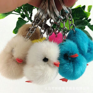 Wholesale Cute little duck mini keychain bag pendant mink fur Cartoon Doll