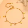Wholesale 304 Stainless Steel Round Water Droplets Eye PVD Coated Rhinestones Shell 18K Real Gold Plated Cute Sweet Waterproof Non Tarnish Inlay Gold Bracelets Necklace
