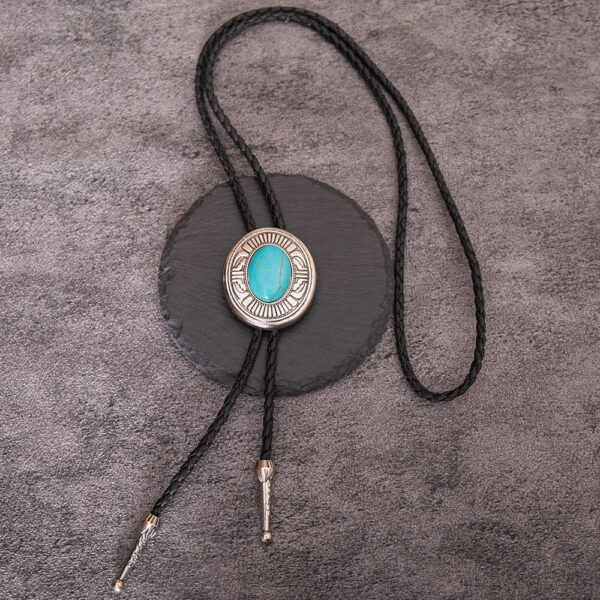 oly-c3e1932554a3bc886321a9e6ae7a9e43 Wholesale Turquoise Pattern Alloy Bolo Tie Necklace