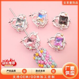 Wholesale DIY Beaded Mang Star Hollow Love Mini Hole Beaded Pendant Beaded Pen Accessories New Flash Diamond Alloy