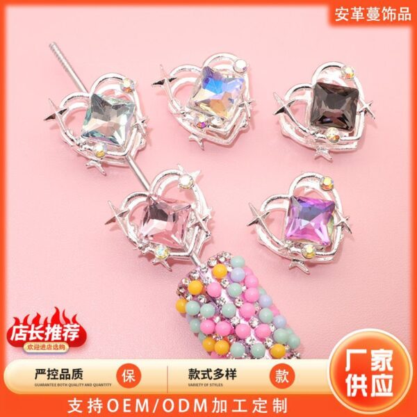 Wholesale DIY Beaded Mang Star Hollow Love Mini Hole Beaded Pendant Beaded Pen Accessories New Flash Diamond Alloy