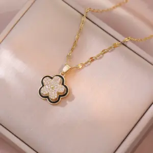 X3419 Zircon Little Flower Rotating Necklace
