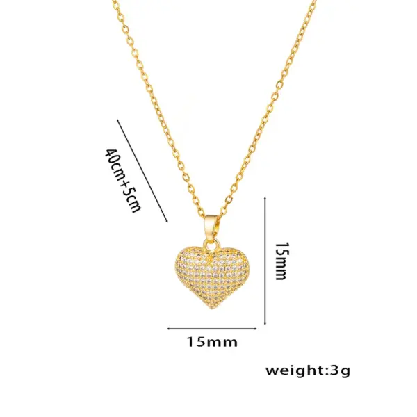 Wholesale PVD Coated Real Gold Plated Heart Shape 304 Stainless Steel Copper Elegant Lady Streetwear Waterproof Non Tarnish 304 Stainless Steel Pendant Necklace
