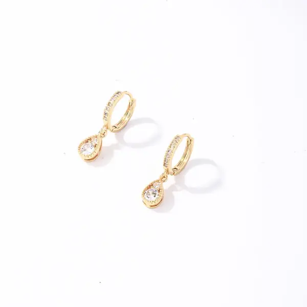 Wholesale 1 Pair Casual Sweet Simple Style Round Water Droplets Plating Inlay 304 Stainless Steel Copper Zircon Gold Plated Drop Earrings