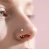 Titanium Alloy Nose Studs And Rings Set With C-Shape Four Claw Embedded Zirconia Piercing Jewelry Fashionable Unisex Princess Style