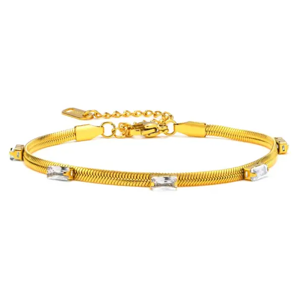 Simple Style Geometric 201 Stainless Steel Zircon Stainless Steel Bracelets In Bulk