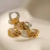 Wholesale PVD Coated Real Gold Plated Round 304 Stainless Steel Simple Style Classic Style Waterproof Non Tarnish Earrings