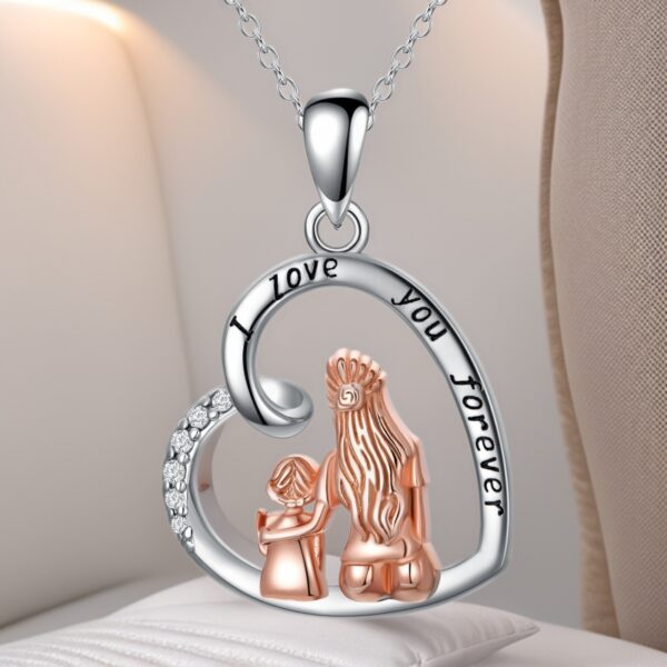 Wholesale Cross-Border Jewelry Heart-Shaped Mother's Day Mother-Daughter Necklace Two-Color Electroplating Accessories Fashion Clavicle Chain Jewelry Wholesale Pendant