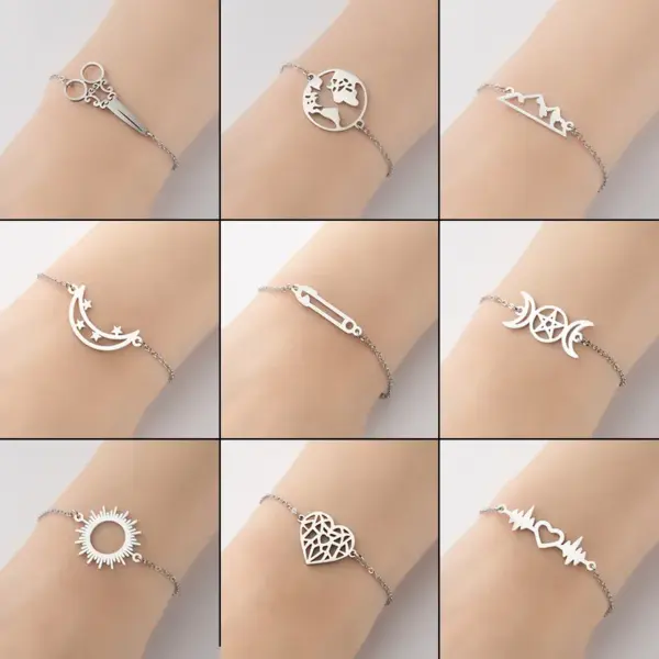 PVD Coated Real Gold Plated Star Moon Stainless Steel Fashion Waterproof Non Tarnish Bracelets