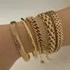PVD Coated Real Gold Plated Geometric 304 Stainless Steel Casual Simple Style Waterproof Non Tarnish Plating Bracelets