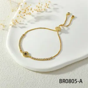 Wholesale Jewelry Fashion Geometric Copper Artificial Gemstones Diamond Bracelets