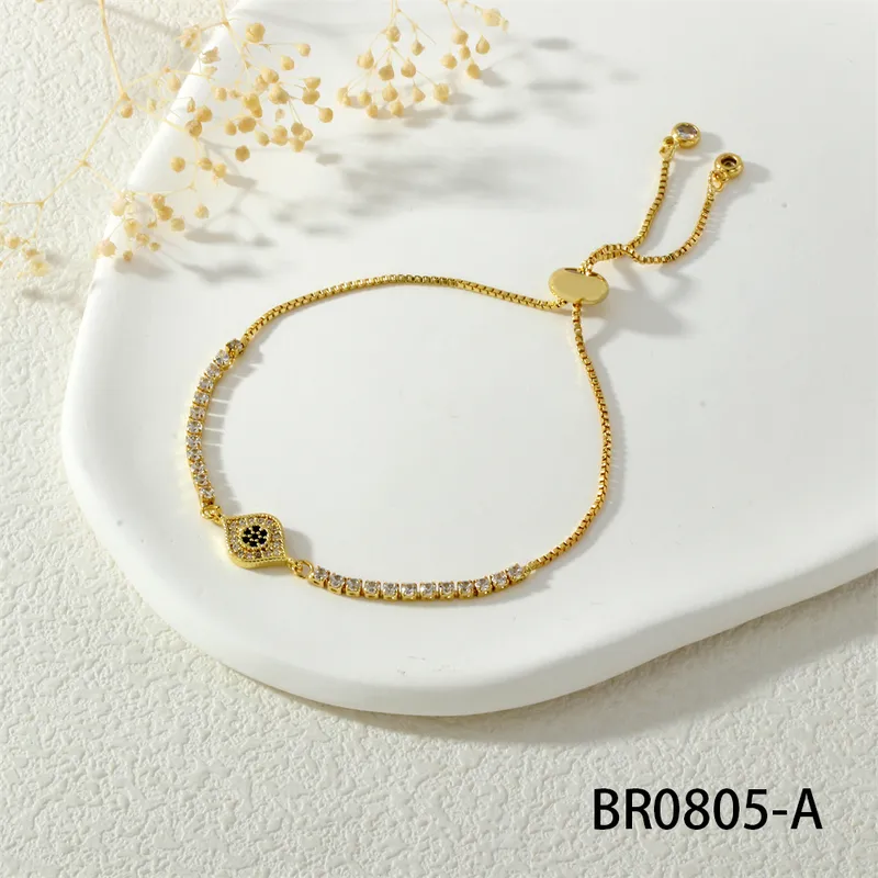 Wholesale Jewelry Fashion Geometric Copper Artificial Gemstones Diamond Bracelets