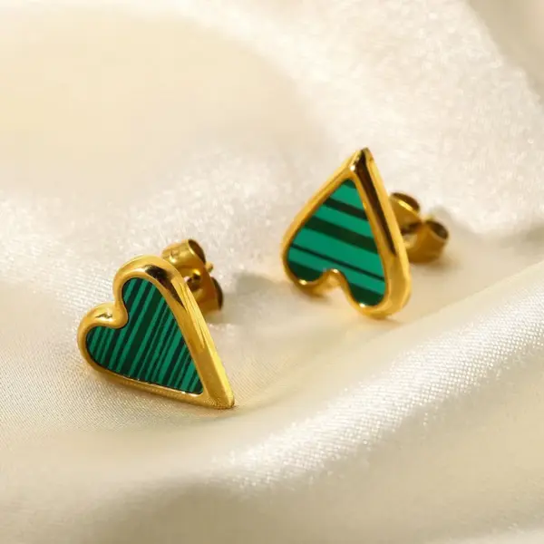 PVD Coated Real Gold Plated Heart 304 Stainless Steel Fashion Waterproof Non Tarnish 316 Stainless Steel Ear Studs