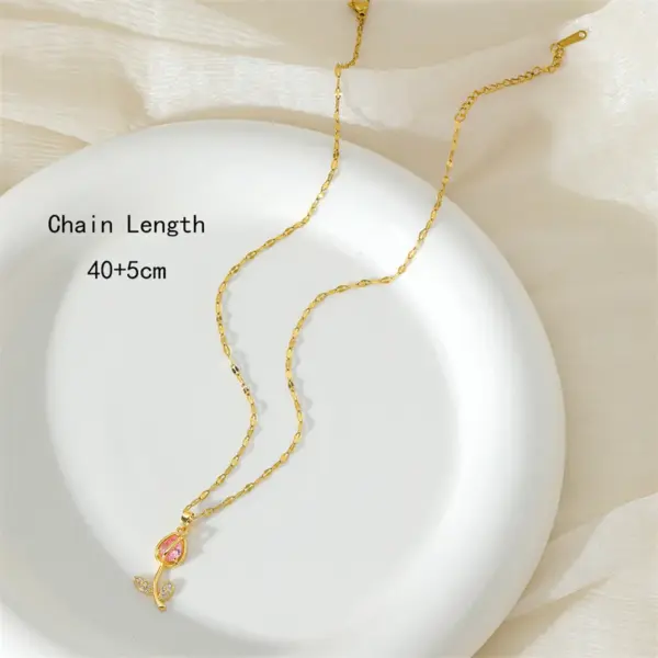 Wholesale 201 Stainless Steel Brass 18K Gold Plated Inlay Rainbow Star Flower Zircon Pendant Necklace