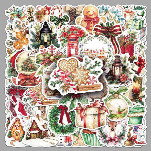 Wholesale 50 Christmas Retro Watercolor Stickers