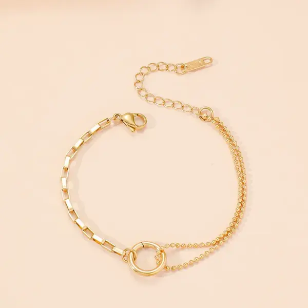 Wholesale PVD Coated Real Gold Plated 18K Gold Circle 304 Stainless Steel Artistic Waterproof Non Tarnish 304 Stainless Steel Bracelets