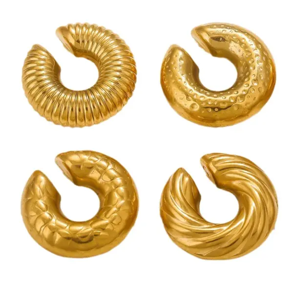PVD Coated 18K Gold Real Gold Plated Solid Color Titanium Steel Simple Style Waterproof Non Tarnish Ear Cus