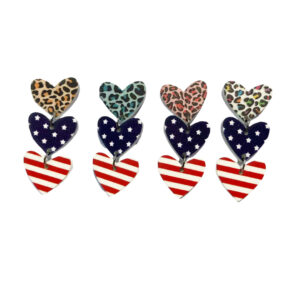 Wholesale Cross-border European and American Independence Day Acrylic Earrings US Flag Love Five-pointed Star Striped Leopard Print Earrings