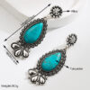 Wholesale Amazon Hot Selling European and American Bohemian Holiday Style Inlaid Turquoise Water Drop Earrings Fashion Creative Exaggerated Earrings