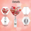 Wholesale New Acrylic Glitter Valentine's Day Love Dinosaur Retractable Rotating Badge Reel Medical Lover Easy Pull Buckle