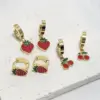 Wholesale 304 Stainless Steel Cherry Strawberry Electroplating Golden Plated Casual Cute Waterproof Non Tarnish Gold Ear Studs