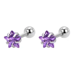 5mm Star Purple Zirconium (a Pair)
