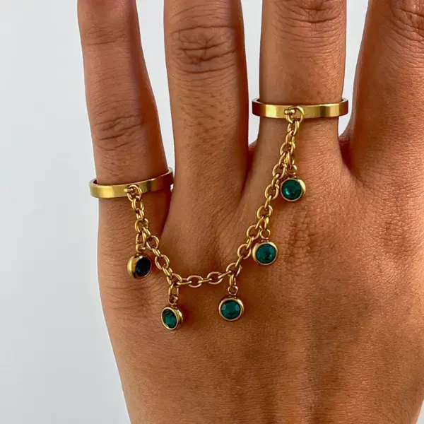 Wholesale Jewelry Elegant Luxurious Lady Round 304 Stainless Steel Rhinestones PVD Coated Plating Inlay Rings