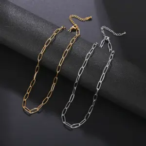 Simple Style Solid Color Stainless Steel Plating Chain Necklace