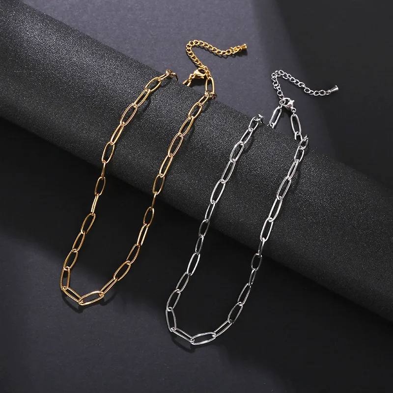 Wholesale Simple Style Solid Color Stainless Steel Plating Chain Necklace