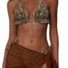 oly-c4140715a4f8528156d54a0eb884640b Wholesale Women's Halterneck Leopard Print Vest Sexy Backless Bikini Suit Swimsuit Cover-Three-Piece Set
