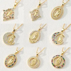 Wholesale Copper Cable Chain Plating Inlay Oval Zircon Pendant Necklace