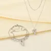Wholesale Fashionable Minimalist Double Layer Stainless Steel Bead Chain Heart Pendant Splicing Chain Necklace Jewelry Set For Women