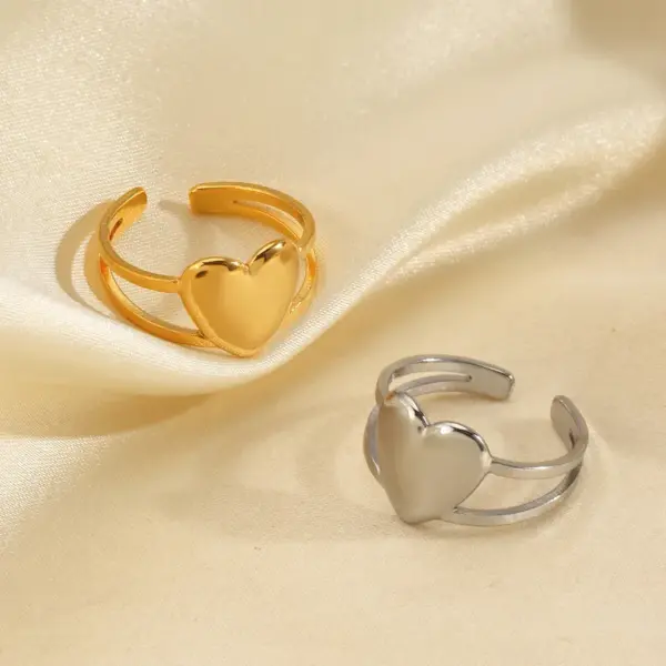 Wholesale Ion Plating (IP) 18K Gold Plated Heart Shape 304 Stainless Steel IG Style Cute Simple Style Waterproof Non Tarnish Open Rings