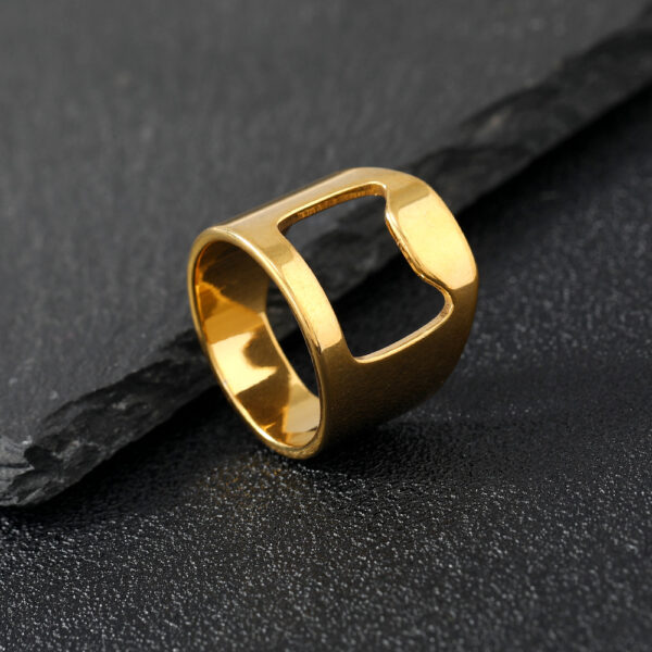 Wholesale Opener Ring Laser Cut Hollow Beer Bottle Opener Titanium Steel Ring
