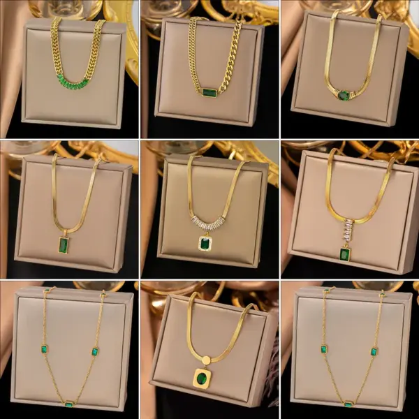 Wholesale PVD Coated Real Gold Plated Geometric Titanium Steel Modern Style Sweet Classic Style Waterproof Non Tarnish Titanium Steel Pendant Necklace