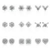 Wholesale 1 Pair Casual Simple Style Geometric Heart Shape Inlay Copper Zircon White Gold Plated Ear Studs