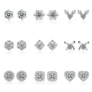 Wholesale 1 Pair Casual Simple Style Geometric Heart Shape Inlay Copper Zircon White Gold Plated Ear Studs