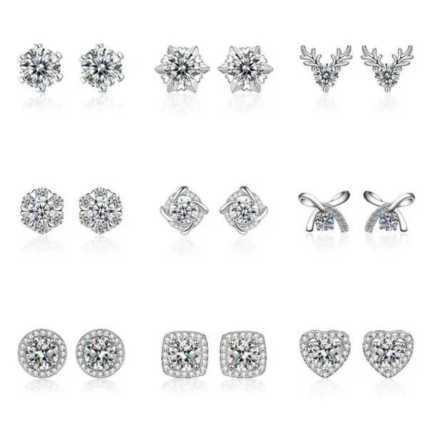Wholesale 1 Pair Casual Simple Style Geometric Heart Shape Inlay Copper Zircon White Gold Plated Ear Studs